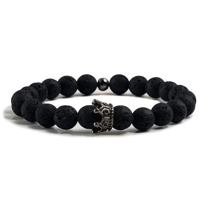 Bracelet - GENERIC - Pierre de Lave - 18.7 cm - Noir - Mixte