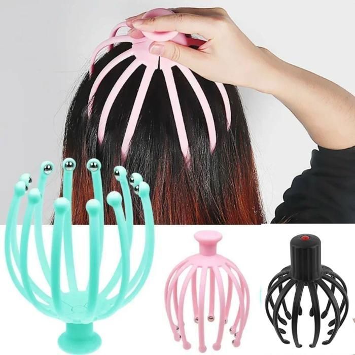 Masseur portatif de cuir chevelu de cheveux forme de poulpe masseur électrique (Couleur aléatoire)