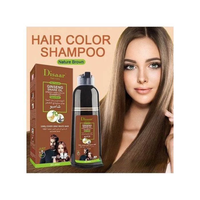 Shampoing Colorant Cheveux Marron Disaar - Ginseng & Huile de Serpent - 400ml
