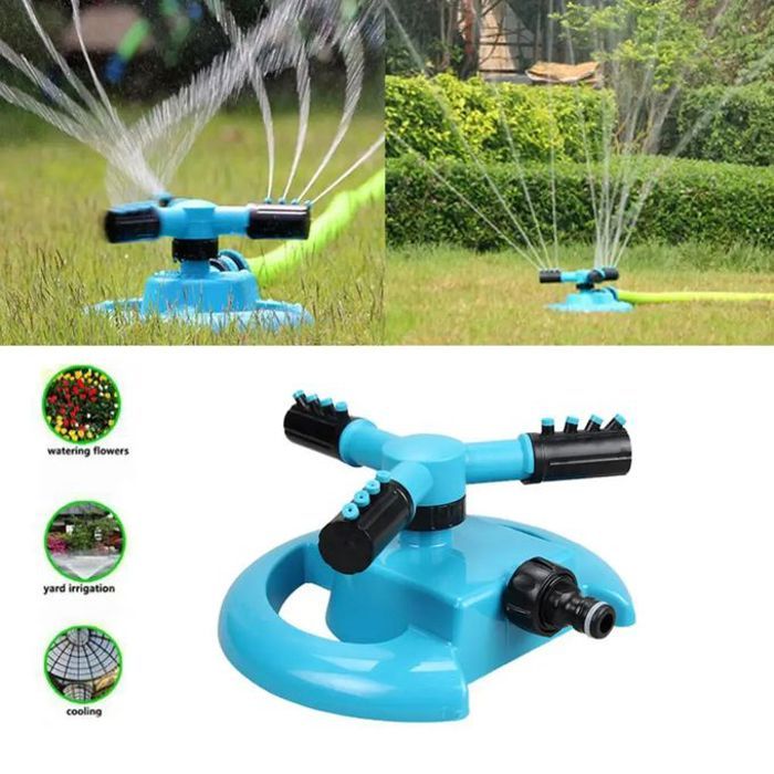 Arroseurs de jardin rotatifs circulaires à 3 buses, rotation à 360 degrés pour gazon extérieur