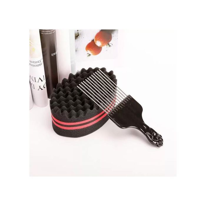 2 Pieces Magic Sponge + Peigne à Cheveux Afro Cheveux Bouclés