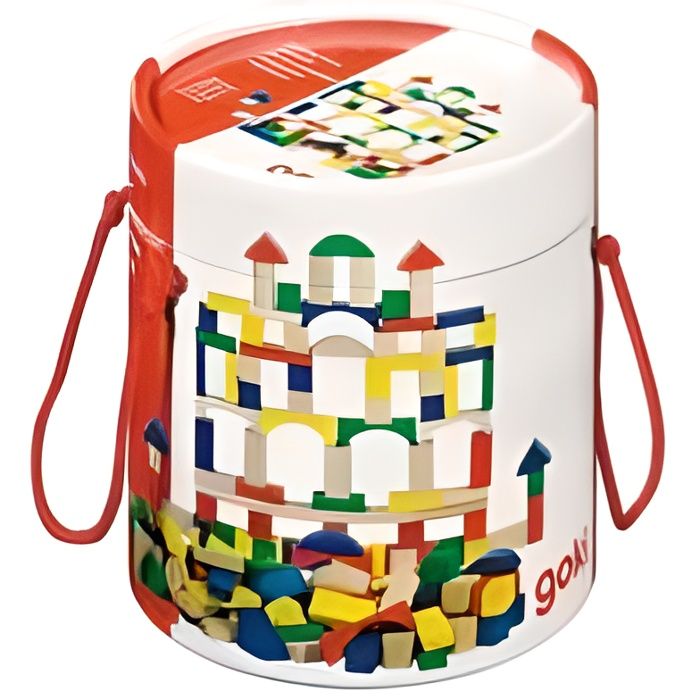 Goki Baril cubes de construction bois 100 pièces