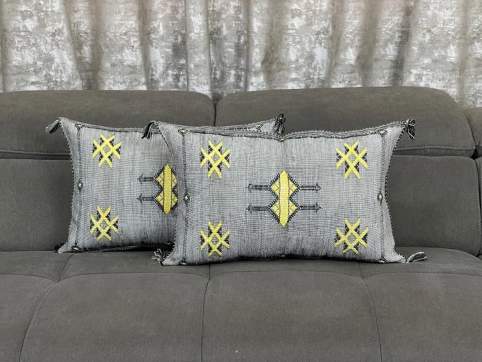 Coussin en Soie de Cactus SolarStitch SlateGray