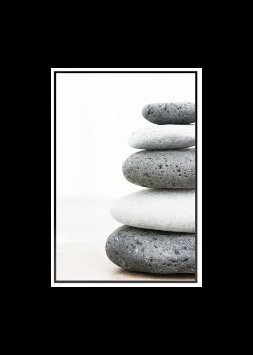 Cadre Photo - Inspiration Galets - Noir - 61x91 cm - Décoration murale - Zen