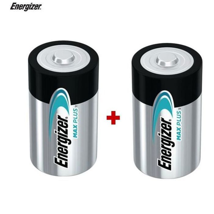 Energizer Max Plus, lot de 2 piles alcalines type D 1,5 Volts- LR20 MN1300