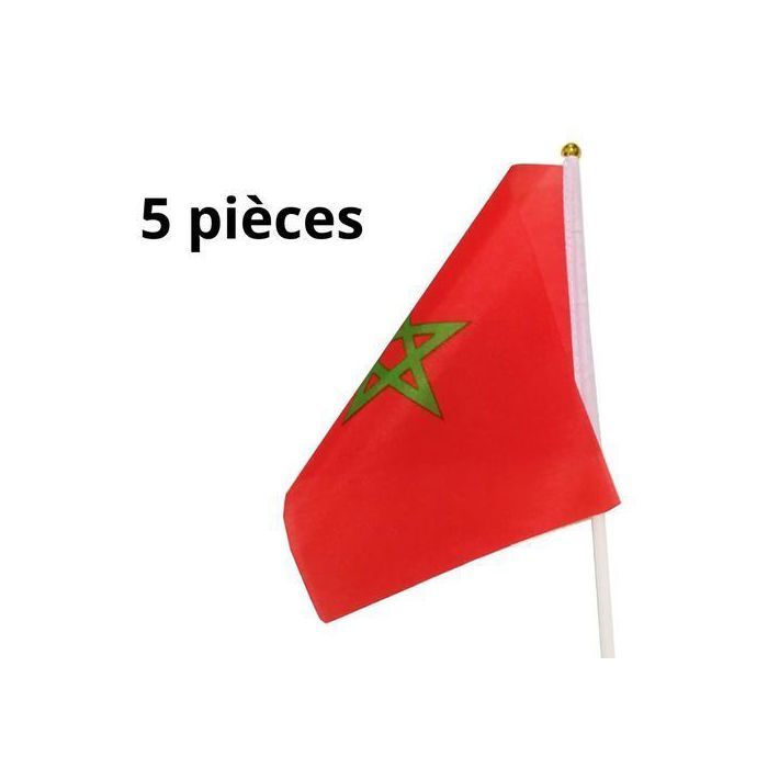 Lot de 5 Drapeaux de Maroc, 30 cm x 20 cm
