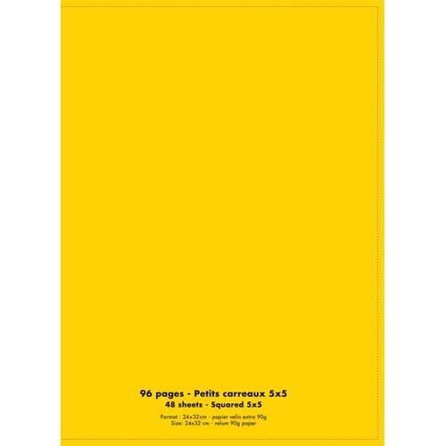 Cahier 24x32 96 pages petits carreaux piqure 90g Couverture polypropylène jaune