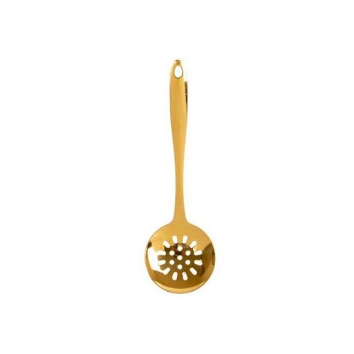 Louche passoire en acier inoxydable (cuillère de vidange dorée),Cuillère à soupe