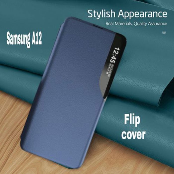 Flip Cover - GÉNÉRIQUE - Samsung A12 - Bleu - Protection complète - Résistance aux chocs
