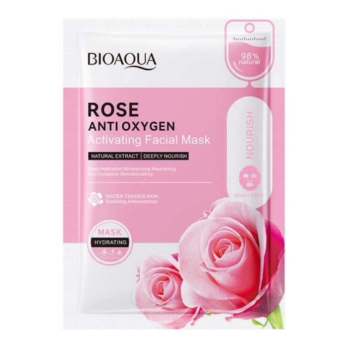 Masque Facial - BIOAOUA - Rose - Hydratant - Anti-âge - 30g