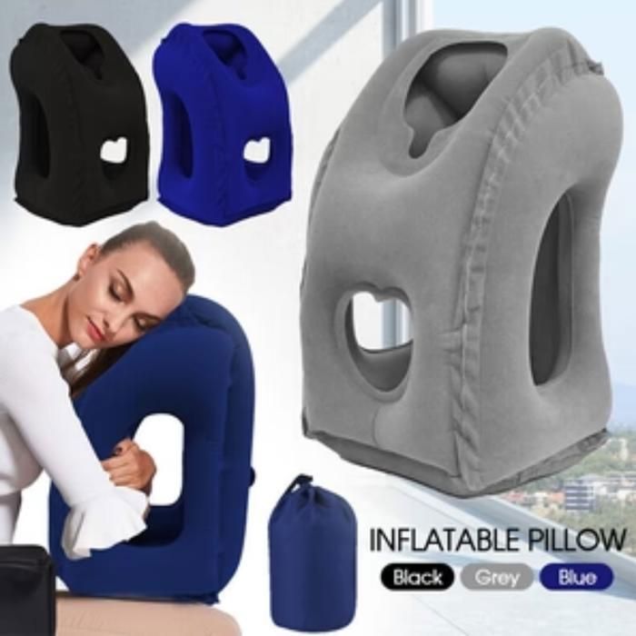 Oreiller de Voyage - Ergonomique - Gonflable - PVC Doux - Portable - Facile à Nettoyer(Couleur aléatoire)