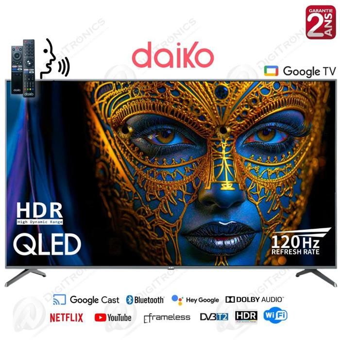 Téléviseur QLED - DAIKO - QLED50GU25DK - 50 pouces - 4K UHD - Dolby Audio - 120Hz