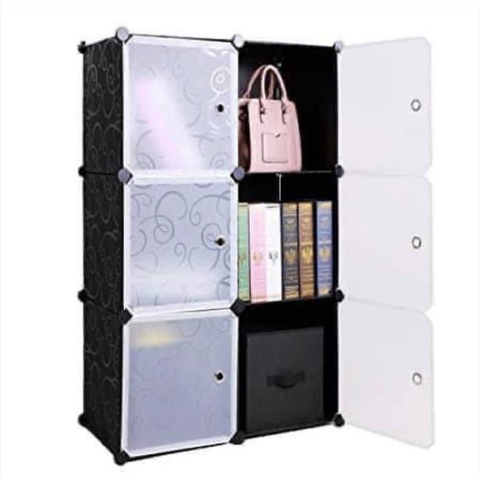 Armoire cube de rangement avec penderie intégrée, idéale pour vêtements et sacs, Grande taille avec portes, couleur aléatoir