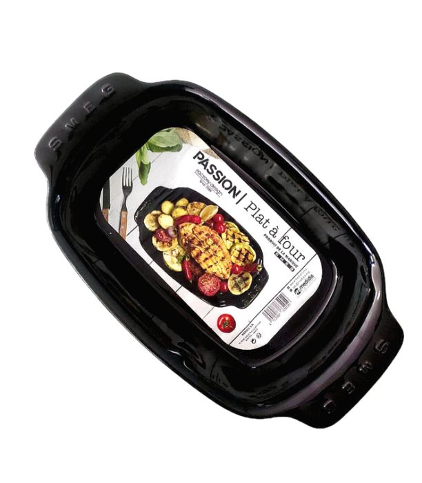 Plat à Four - Smeg - Rectangulaire - Porcelaine - 38 cm x 22 cm - Noir