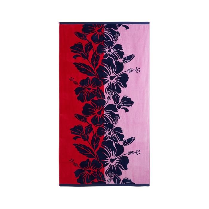 Drap de plage - AUCHAN - Velours jacquard - 90x160 cm - 420 g - Rose