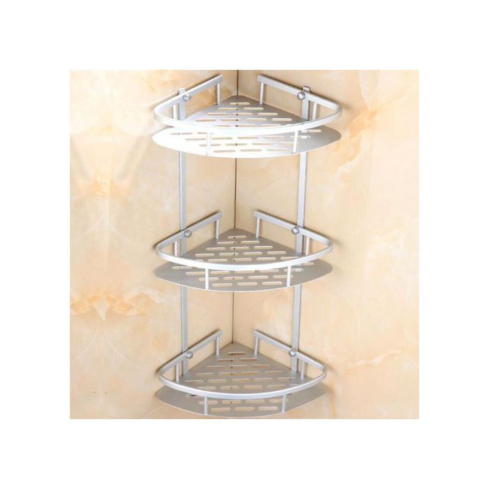 Étagère de salle de bain Organisateur murale d'angle de 3 coins en Aluminium