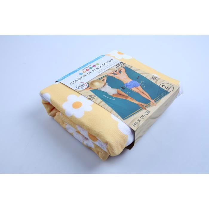 Serviette de Plage - M6 - Double Pop - 170x140cm - Tissu doux - Lavable