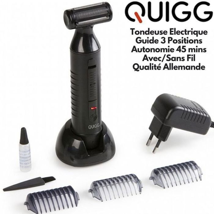 Tondeuse 2 en 1 pour Cheveux Barbe & Corps, 3 Sabots (1 – 3,5 mm), Tondeuse et Rasoir lames inox, qualité allemande