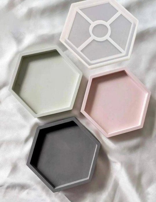 moule en silicone forme de géométrique simple blanc hexagone Plateau