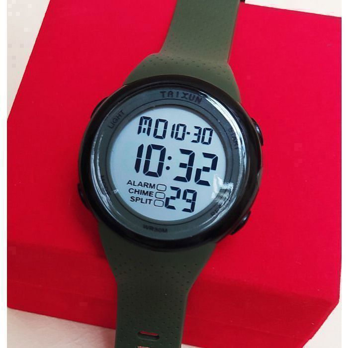 Montre - Taixun - Sport Élégante - Numérique - Résistante à l'eau - Vert Militaire