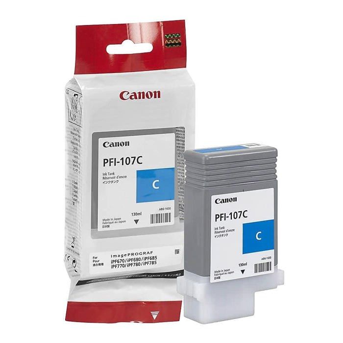 Cartouche d'encre - Canon - PFI-107 C - Noir Mat - 130ml - Compatible iPF 670/680/685/770/780/785