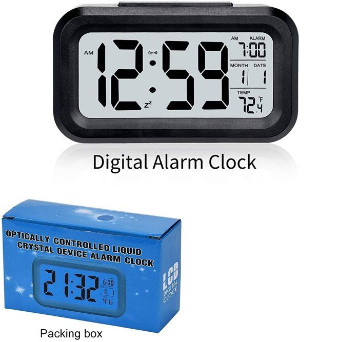 Reveil numerique intelligent avec veilleuse et température intérieure écran LCD