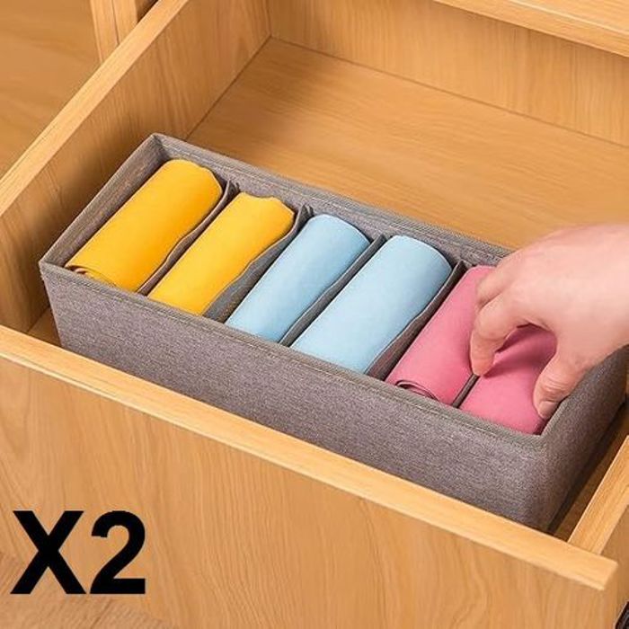 2 x Organisateur de placard pour sous-vêtements, Séparateur de tiroir 6 cellules