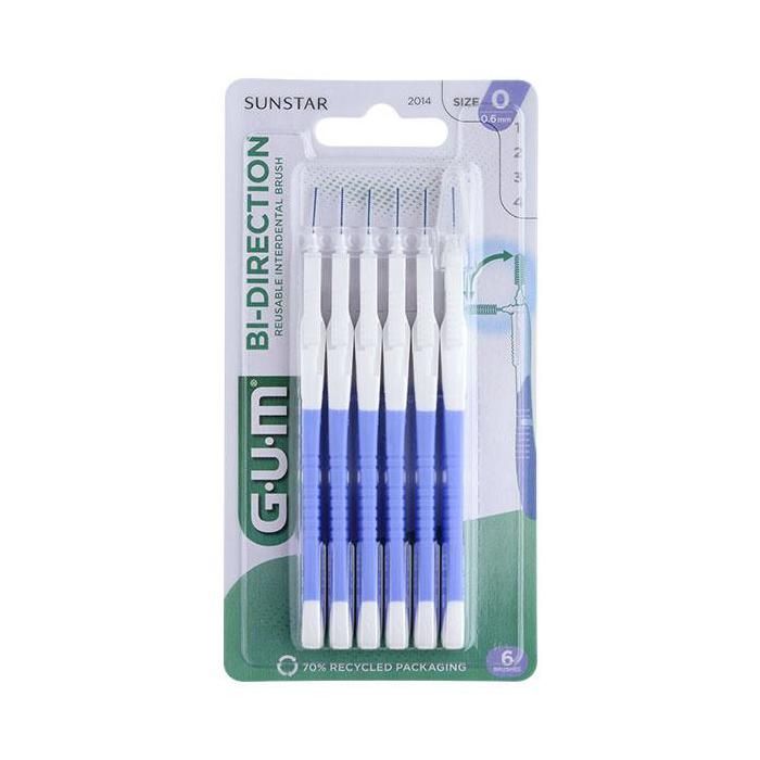 Gum Brossette Interdentaire Bi-Direction 0,6mm Bleu Lavande 6 unités