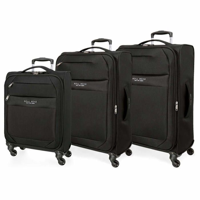 Set de Bagages - Roll Road - Noir - Souple Polyester - 4 Roues - Serrure à combinaison