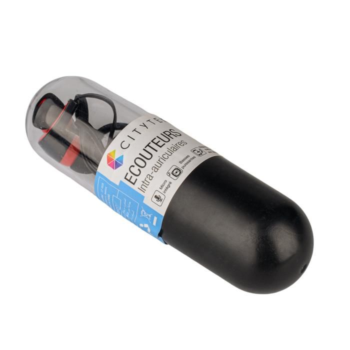 ECOUTEURS NOIR+ROUGE MF109044 BOX CITYTEK