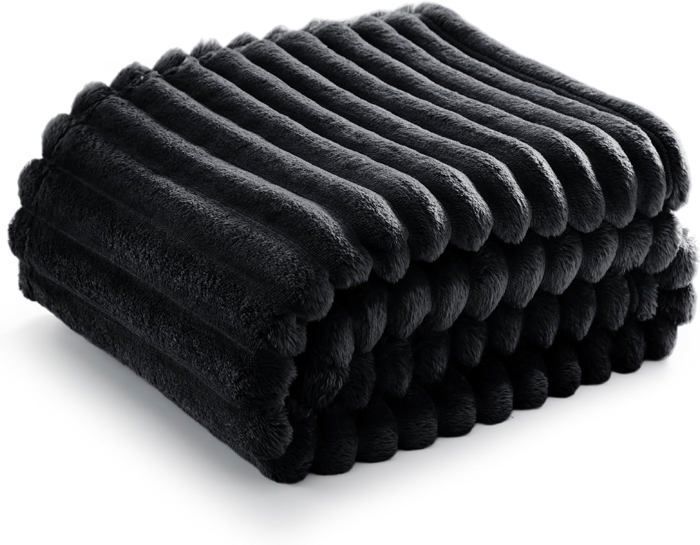 Plaid - GENERIC - Dobby Stripes - 240GSM - 130x170cm - Noir