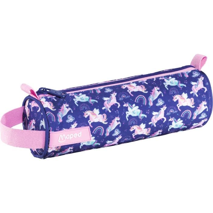 Trousse Scolaire - Maped - Licorne - 22,5 x 7,5 cm - Motifs Arc-en-Ciel - Tissu Résistant