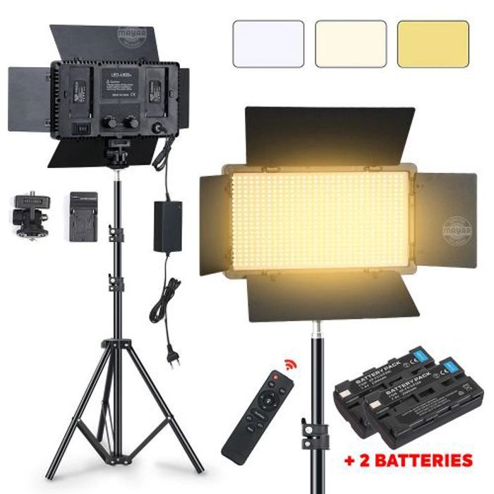Kit d'Éclairage Professionnel LED 800 3200-6500K pour Photo et Vidéo + Télécommande sans Trépied
