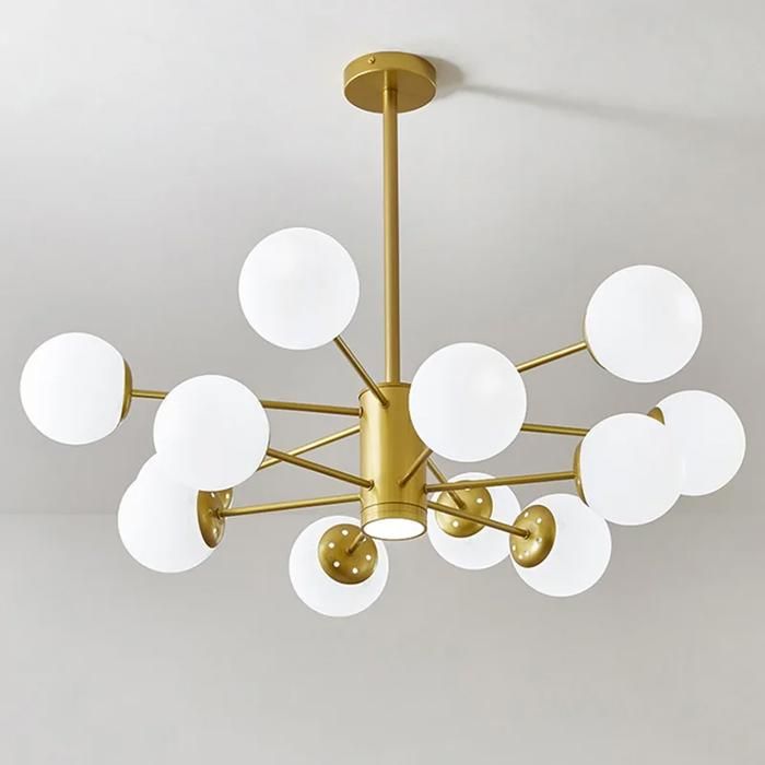 Lustre en Cuivre Massif avec Verre de qualité  12 Têtes