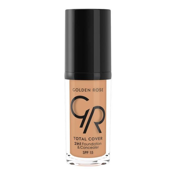 Fond de teint 2 en 1 - Total Cover - N10 Warm Beige Foncée - 30 ml - Tous types de peau