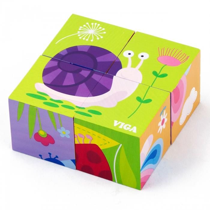 Puzzle Cube À 6 Faces Insecte En Bois