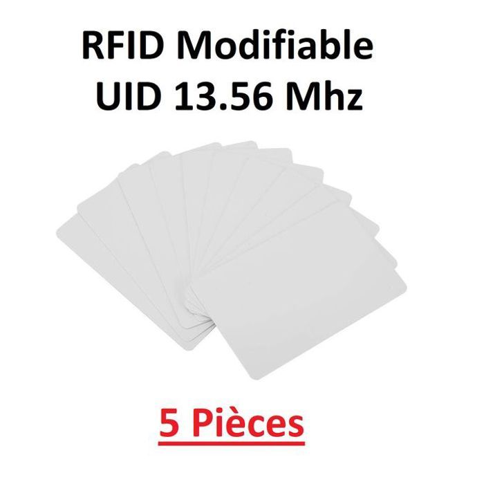 5 Cartes UID 13.56 MHz de contrôle d'accès réinscriptible Rfid 13.56 Mhz PVC mince modifiable IC
