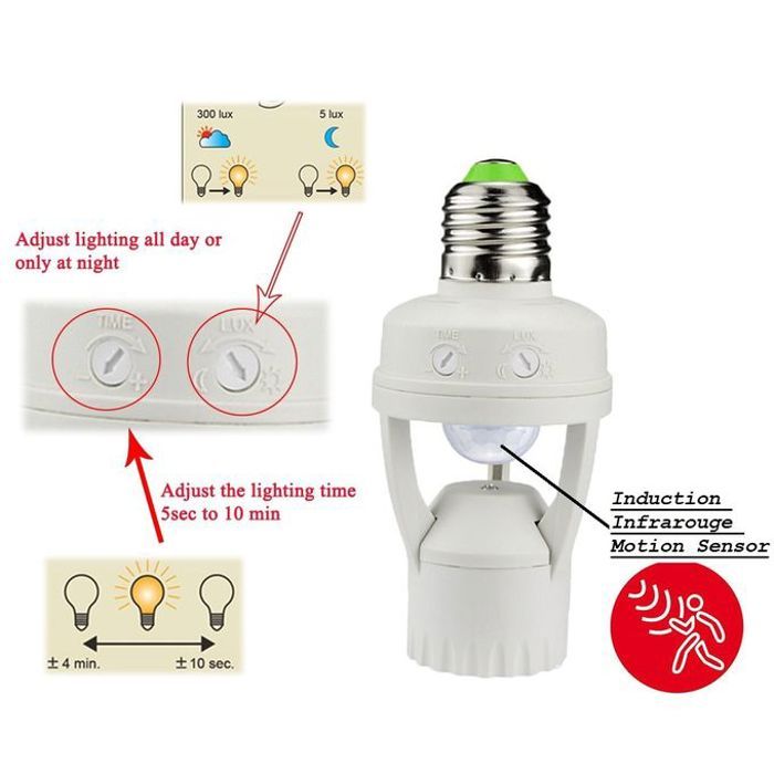 Lampe led e27 à détecteur de mouvement infrarouge