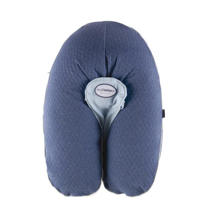 CANDIDE - Coussin De Grossesse et D'allaitement 3 En 1 Multirelax, Fabriqué en France, 78x44cm (Jersey Matelassé Bleu)