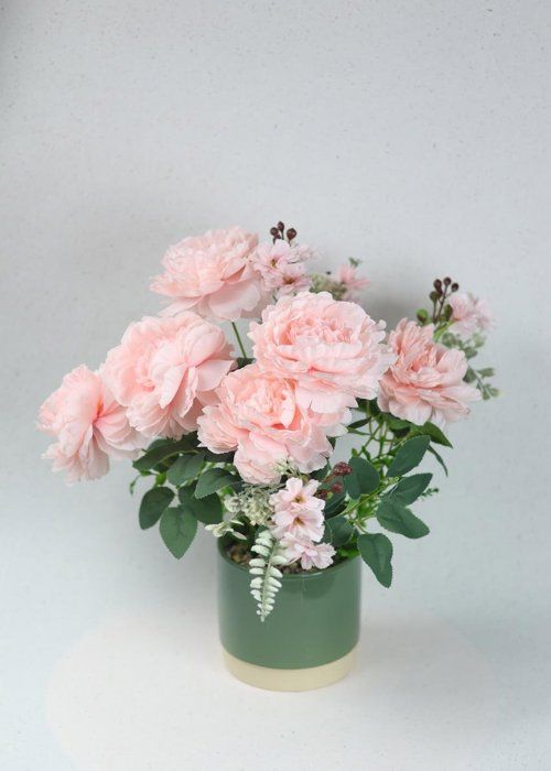 Plante artificielle - SISTERS FLOWERS - Pivoine en pot - 45 cm - Rose - Décoration intérieure