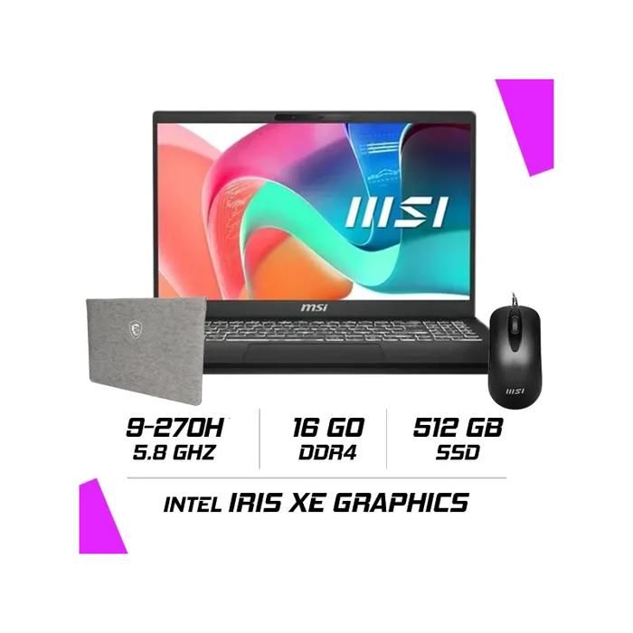MSI-Modern 15 H C2RMG-298MA | Classic Black | 15.6" FHD IPS | Sleeve + Souris