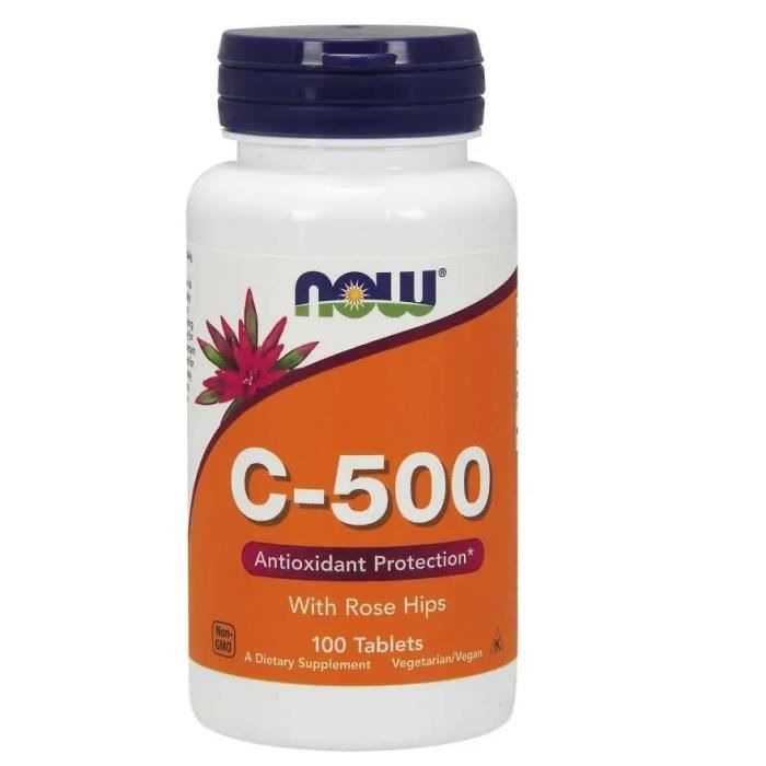 NOW FOODS Vitamin C-500 (Vitamine C et cynorhodon) 100 Comprimés