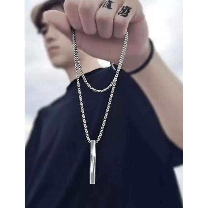 Collier homme à pendentif, en acier inoxydable