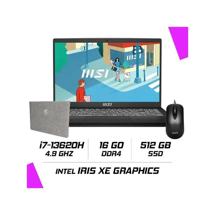 MSI-Modern 15 H C13M-297MA | Classic Black | 15.6" FHD IPS | Sleeve + Souris