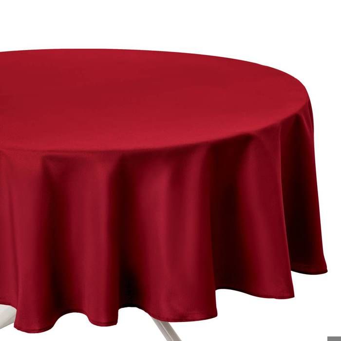 Nappe ronde - Uni - Rouge - D180 cm - 100% polyester - Finition biais