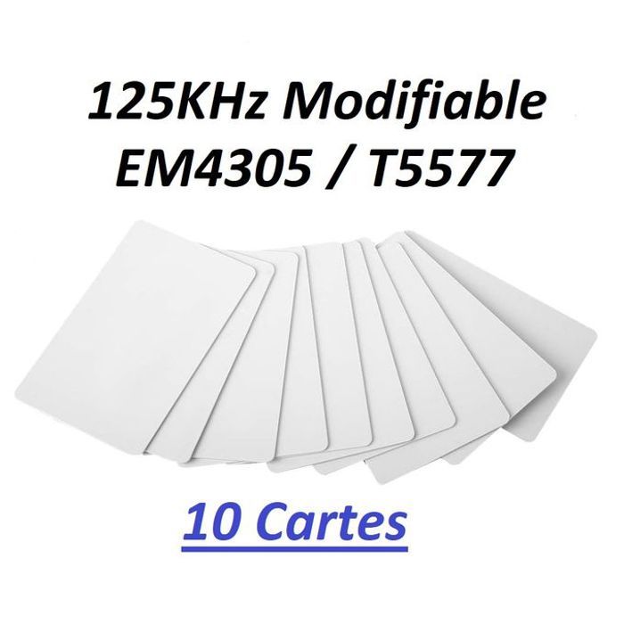 10 Cartes vierge réinscriptible 125KHz RFID de contrôle d'accès cartes modifiable T5577 5200 EM4305