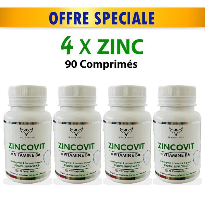 Pack 4 x boites Zinc Plus Vitamine B6 90 Gélules - Antioxydant & Immune support