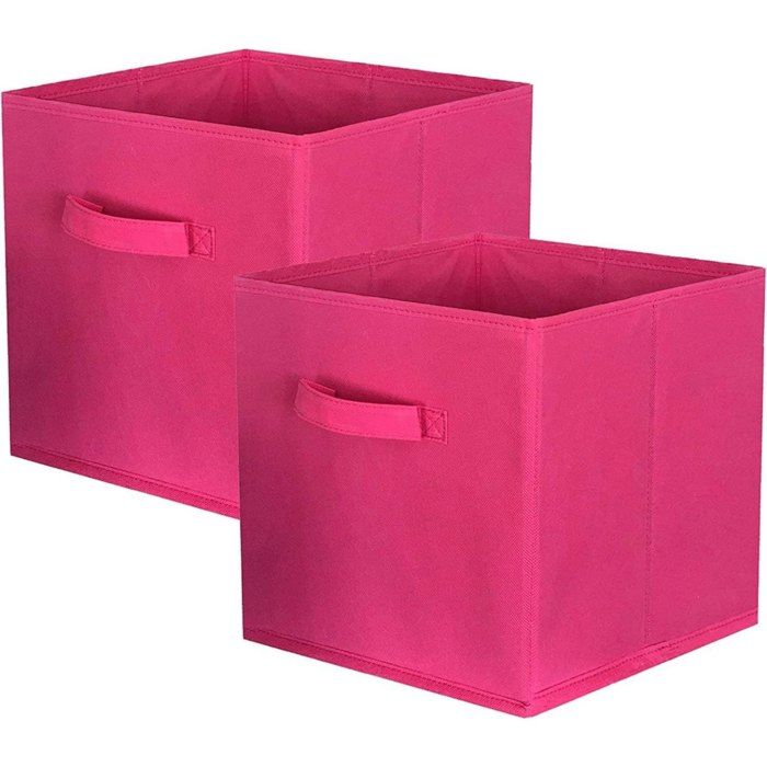 Boite de rangement - Non spécifié - Lot de 2 - Tissu - Pliable - Fuchsia