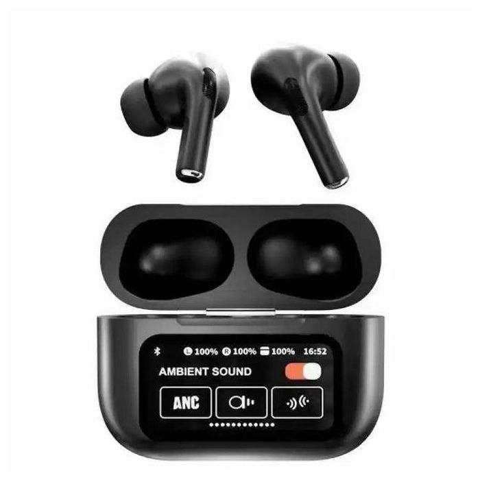 J30 – Écouteurs black Sans Fil Bluetooth TWS avec Réduction de Bruit Active et Boîtier de Charge à Écran Tactile LCD