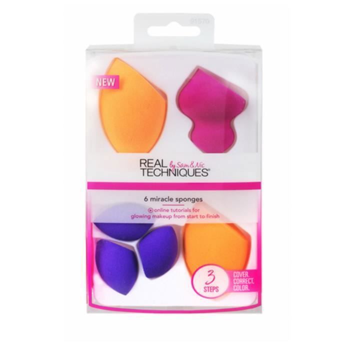Éponges de teint - Real Techniques - 6 éponges - Douces - Sans latex - Application contrôlée